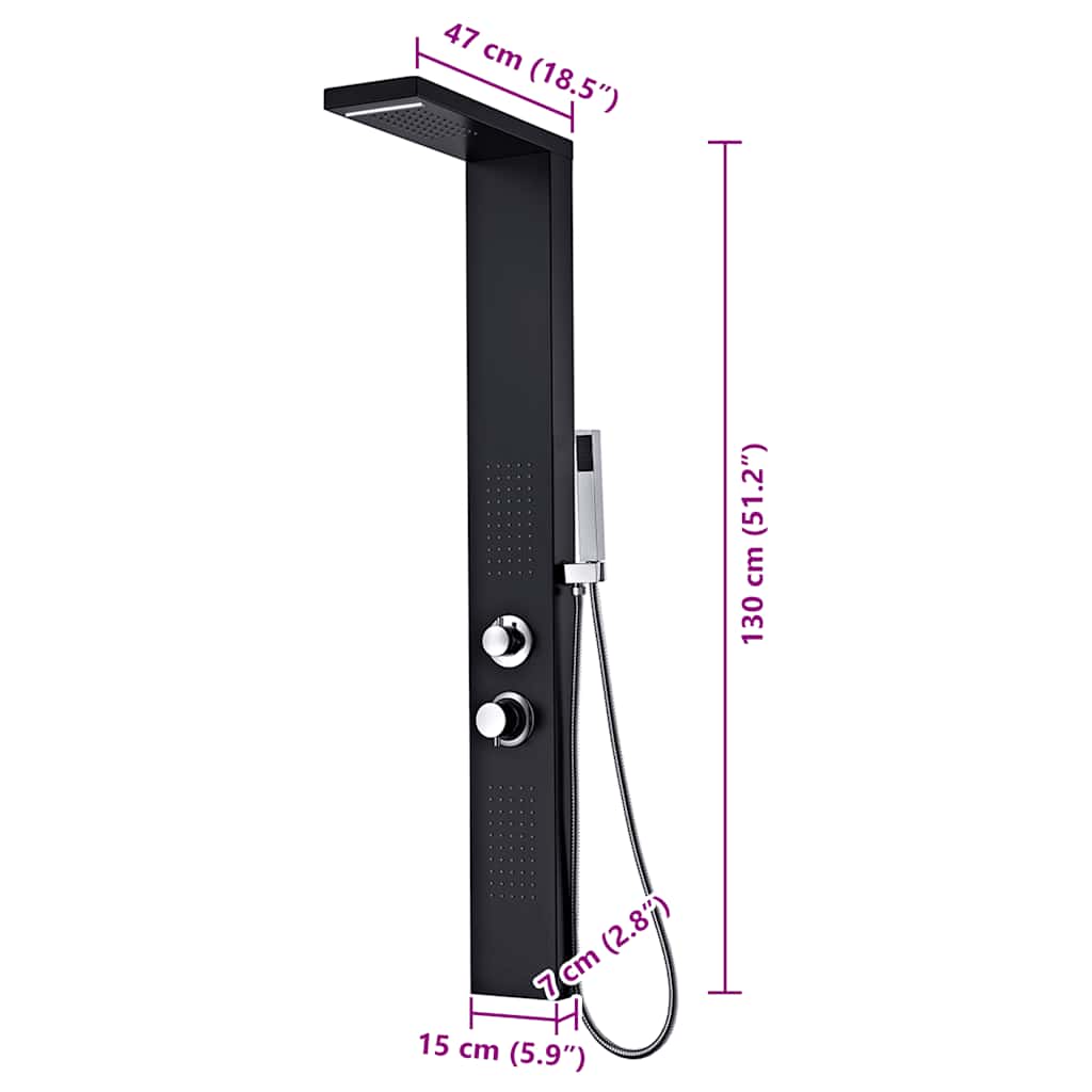 142373 vidaXL Shower Panel System Aluminium Matte Black