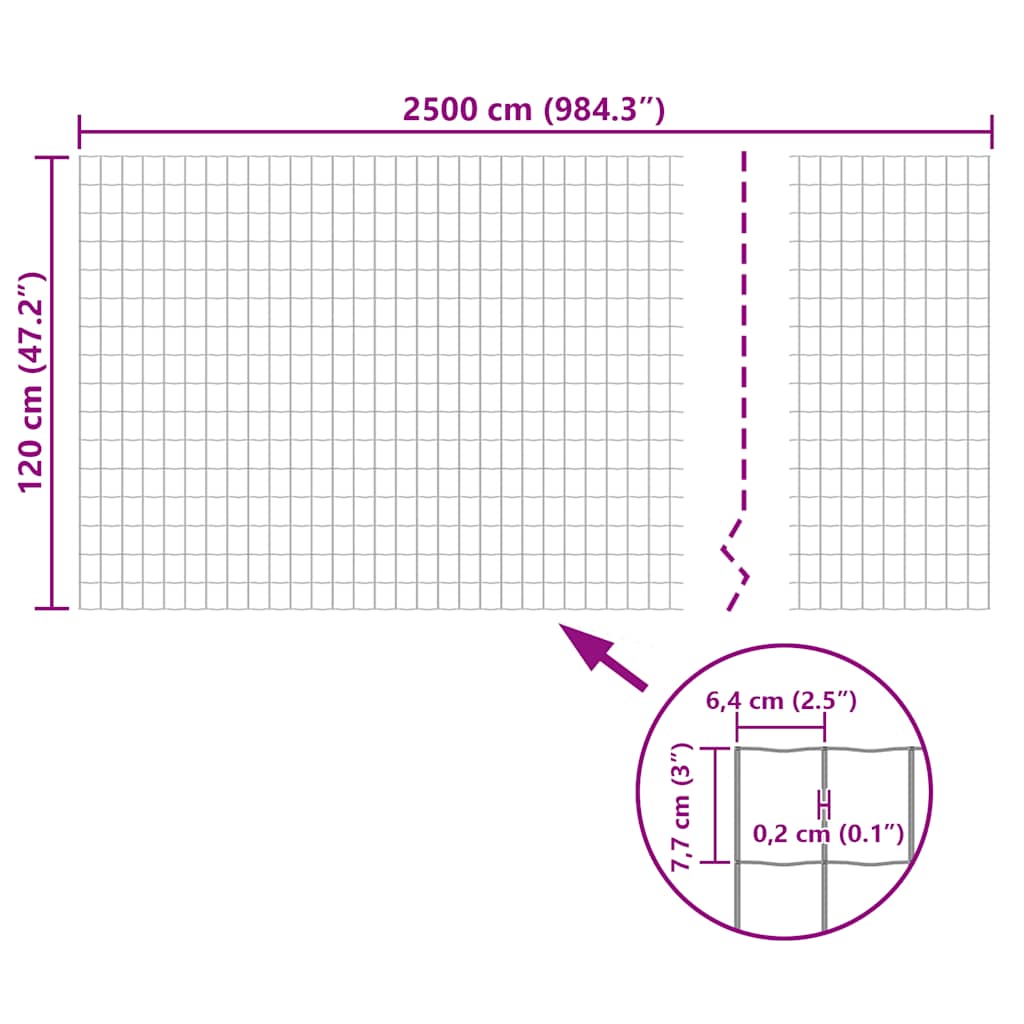 Euro Fence Steel 25x1.2 m Grey