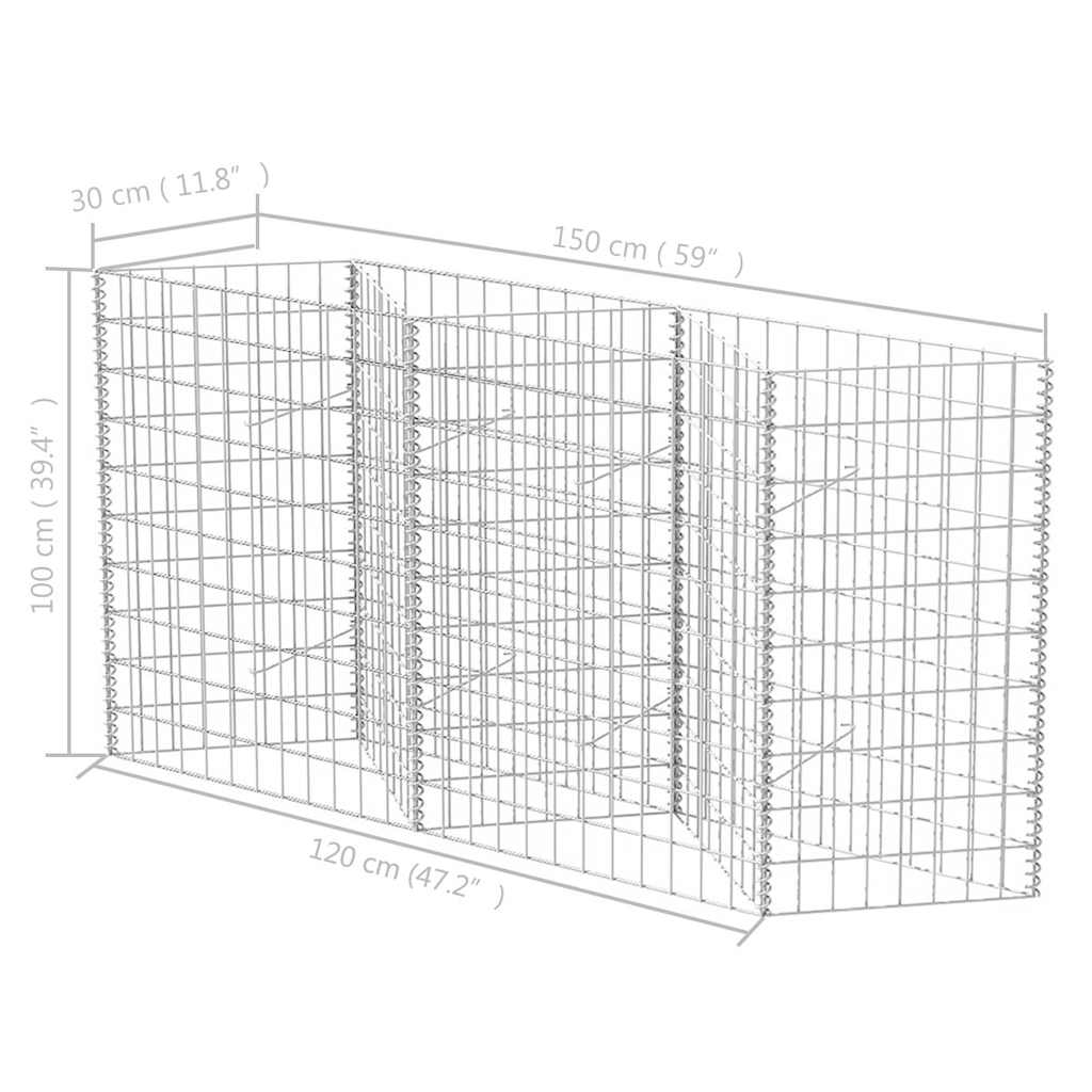 Gabion Basket Galvanised Steel 120x30x100 cm