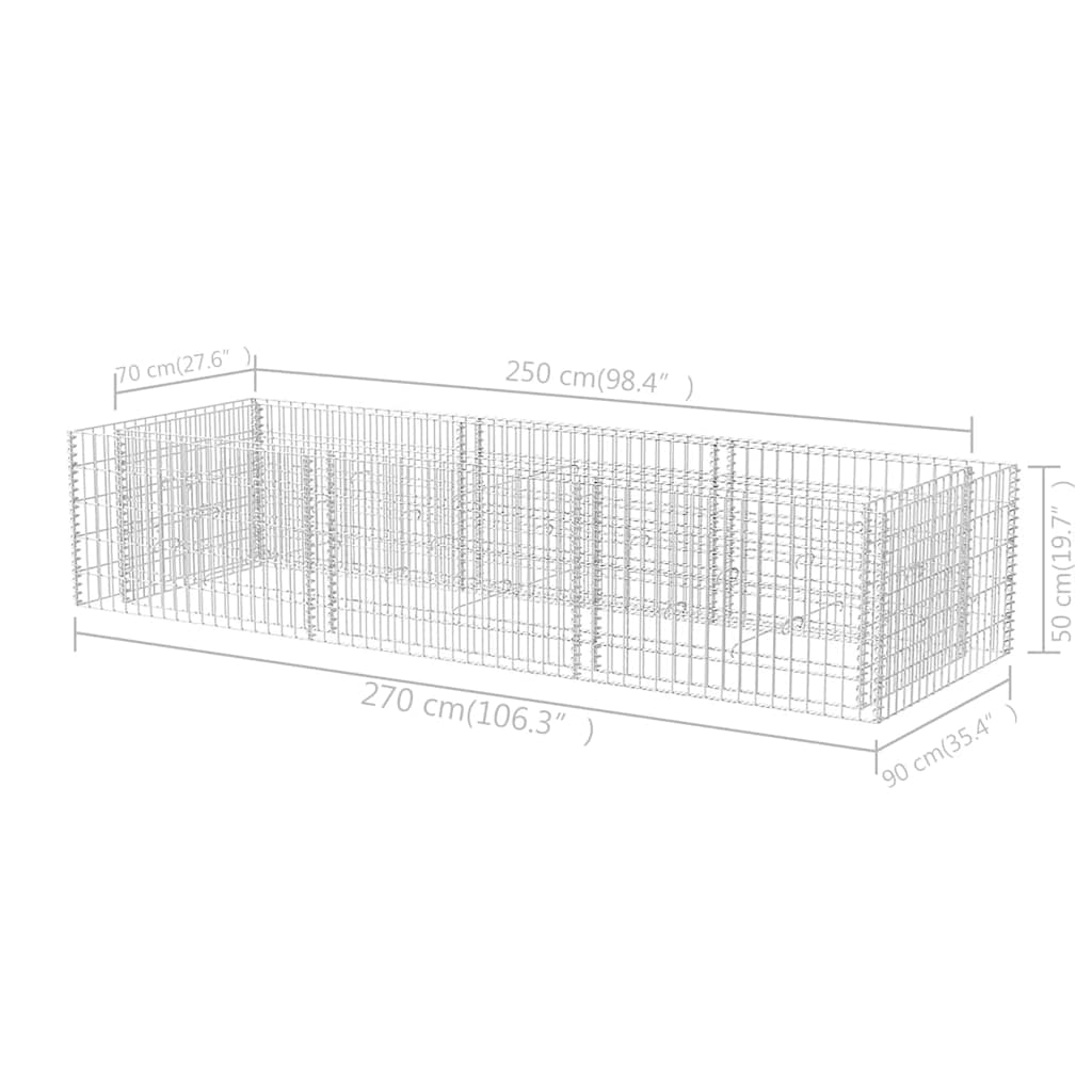 142556 vidaXL Gabion Raised Bed Steel 270x90x50 cm