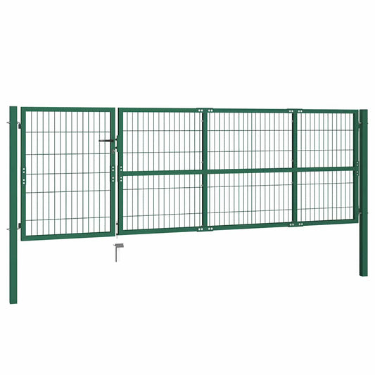 142569 vidaXL Garden Fence Gate with Posts 350x100 cm Steel Green 142569 vidaXL Garden Fence Gate with Posts 350x100 cm Steel Green