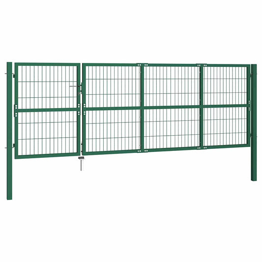 142570 vidaXL Garden Fence Gate with Posts 350x120 cm Steel Green 142570 vidaXL Garden Fence Gate with Posts 350x120 cm Steel Green