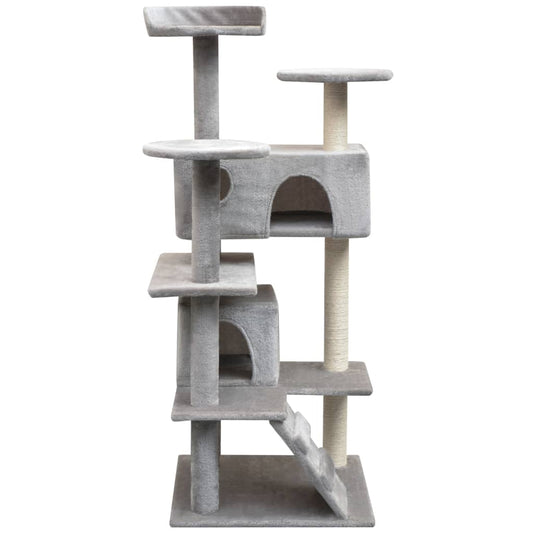 Cat Tree | Grey | Wooden frame, sisal rope, plush fabric | Medium Cat Tree | Grey | Wooden frame, sisal rope, plush fabric | Medium