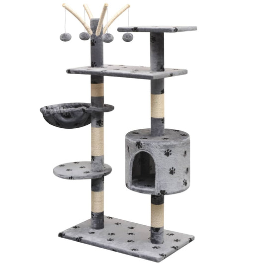 170481 vidaXL Cat Tree with Sisal Scratching Posts 125 cm Paw Prints Grey 170481 vidaXL Cat Tree with Sisal Scratching Posts 125 cm Paw Prints Grey