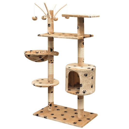 170483 vidaXL Cat Tree with Sisal Scratching Posts 125 cm Paw Prints Beige 170483 vidaXL Cat Tree with Sisal Scratching Posts 125 cm Paw Prints Beige