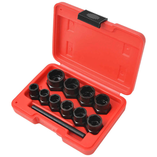 11 Piece Bolt Extractor Set for Damaged Bolts and Nuts Steel 11 Piece Bolt Extractor Set for Damaged Bolts and Nuts Steel