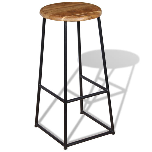 Bar Stool | Set of 2 | Brown | Solid teak wood, iron | Standard | Durable Bar Stool | Set of 2 | Brown | Solid teak wood, iron | Standard | Durable