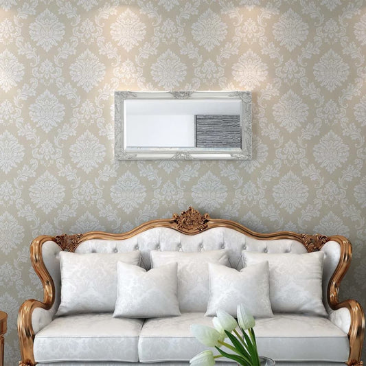 Wall Mirror Baroque Style 100x50 cm Silver Wall Mirror Baroque Style 100x50 cm Silver