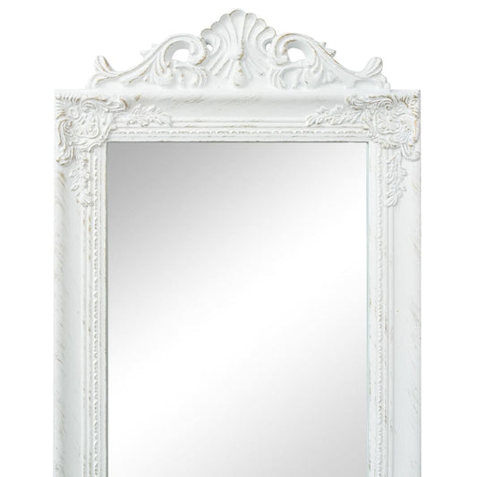 Free-Standing Mirror Baroque Style 160x40 cm White Free-Standing Mirror Baroque Style 160x40 cm White