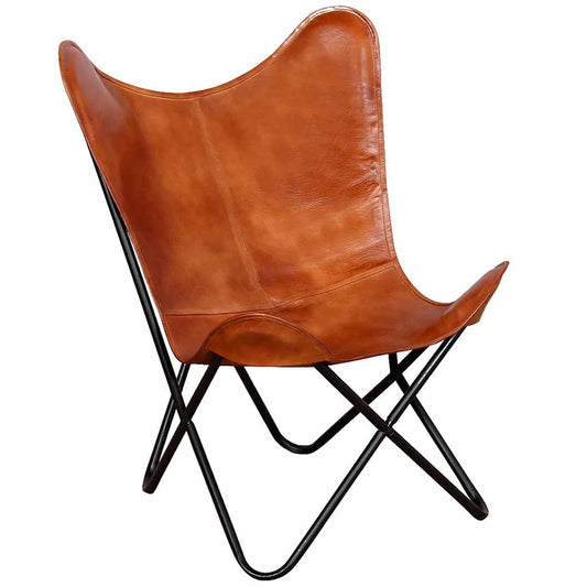 Butterfly Chair | Brown | Real leather, Powder-coated iron | Standard Butterfly Chair | Brown | Real leather, Powder-coated iron | Standard