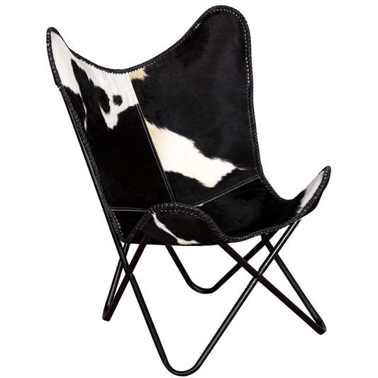 Butterfly Chair Black and White Real Cowhide Leather Butterfly Chair Black and White Real Cowhide Leather