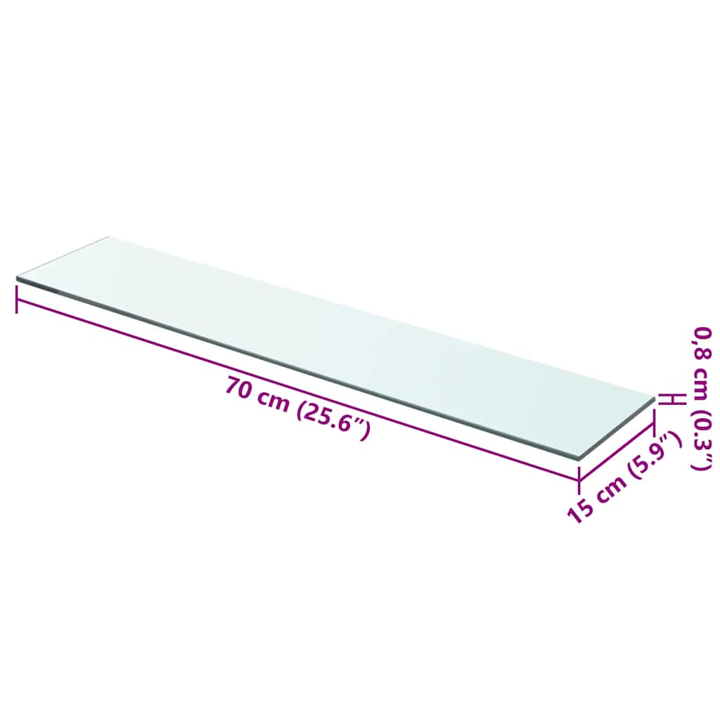 Shelf Panel Glass Clear 70x15 cm