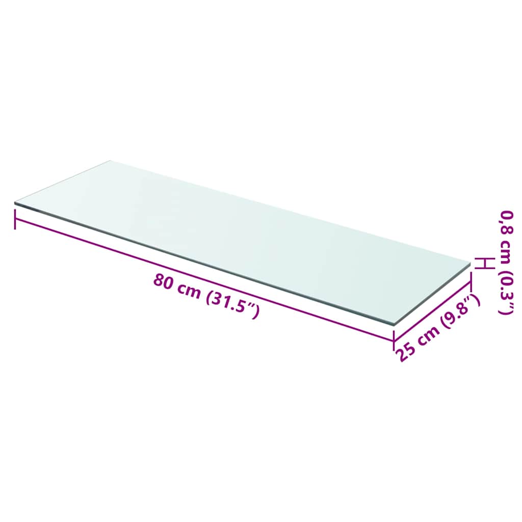Shelf Panel Glass Clear 80x25 cm