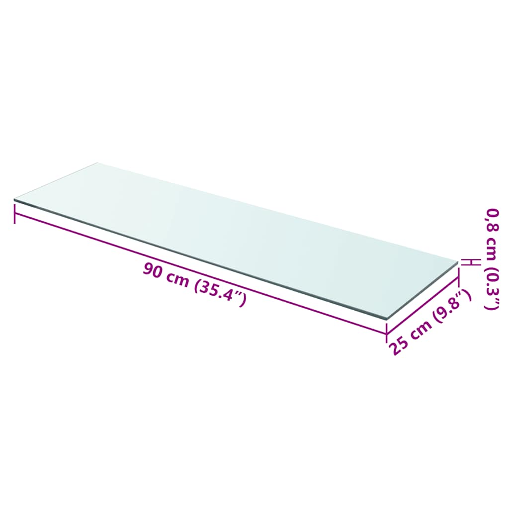 Shelf Panel Glass Clear 90x25 cm