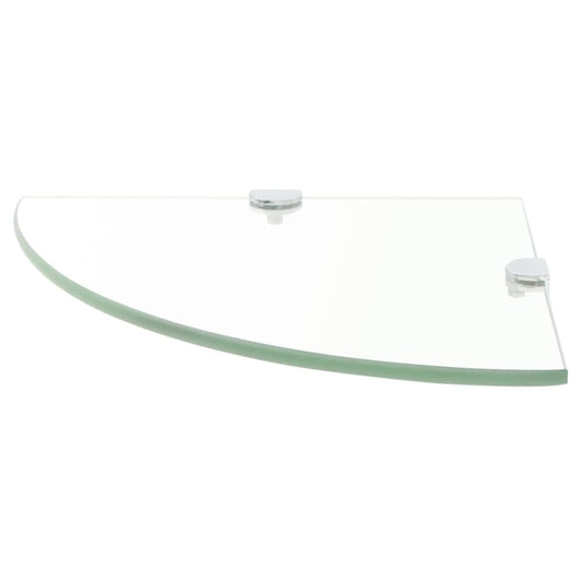 Corner Shelf with Chrome Supports Glass Clear 35x35 cm Corner Shelf with Chrome Supports Glass Clear 35x35 cm