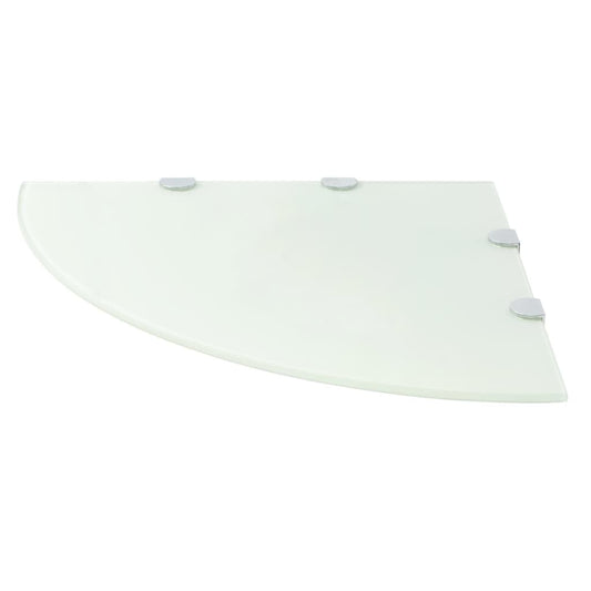 Corner Shelf with Chrome Supports Glass White 45x45 cm Corner Shelf with Chrome Supports Glass White 45x45 cm