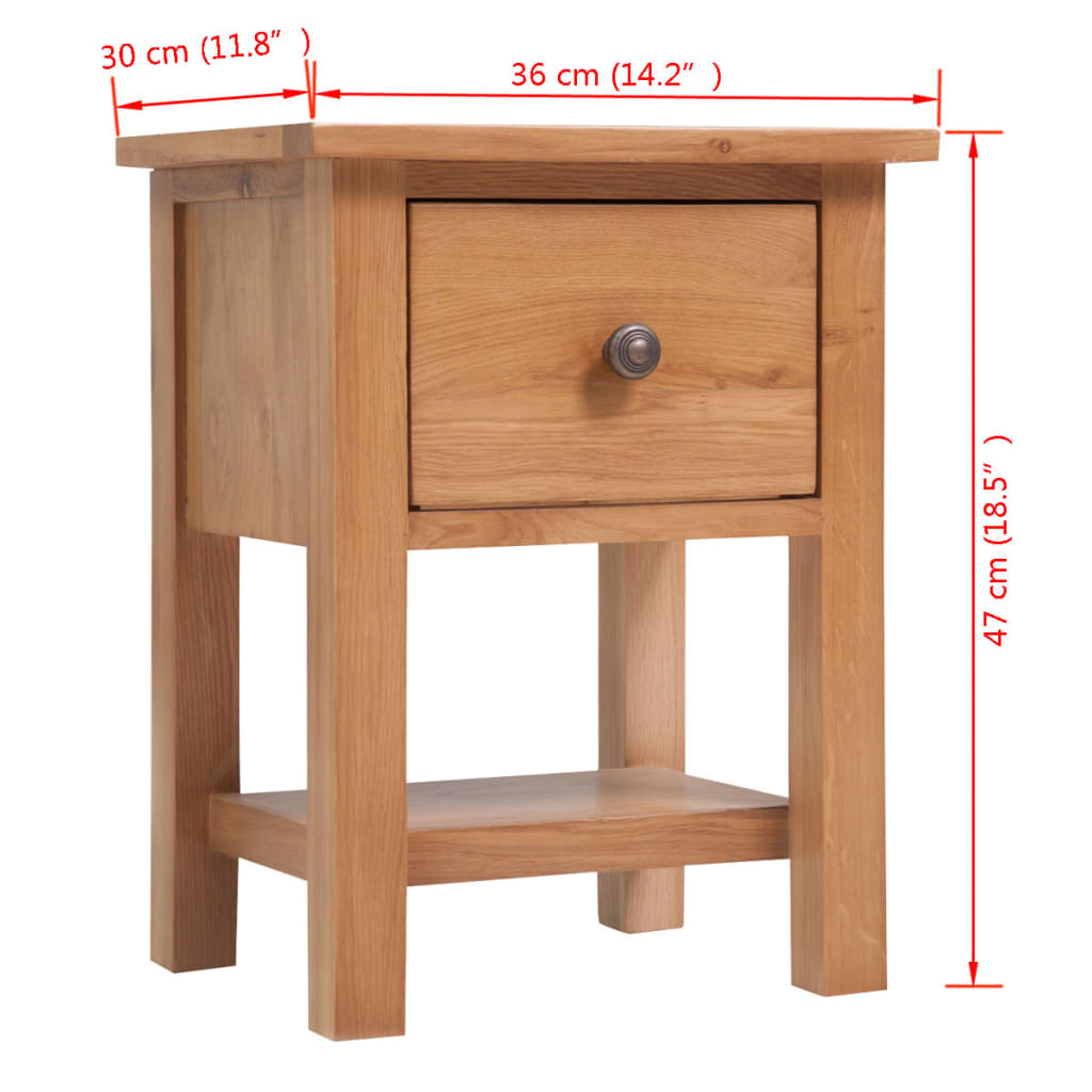 243930 vidaXL Nightstand 36x30x47 cm Solid Oak Wood