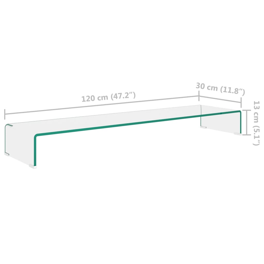 TV Stand/Monitor Riser Glass Clear 120x30x13 cm