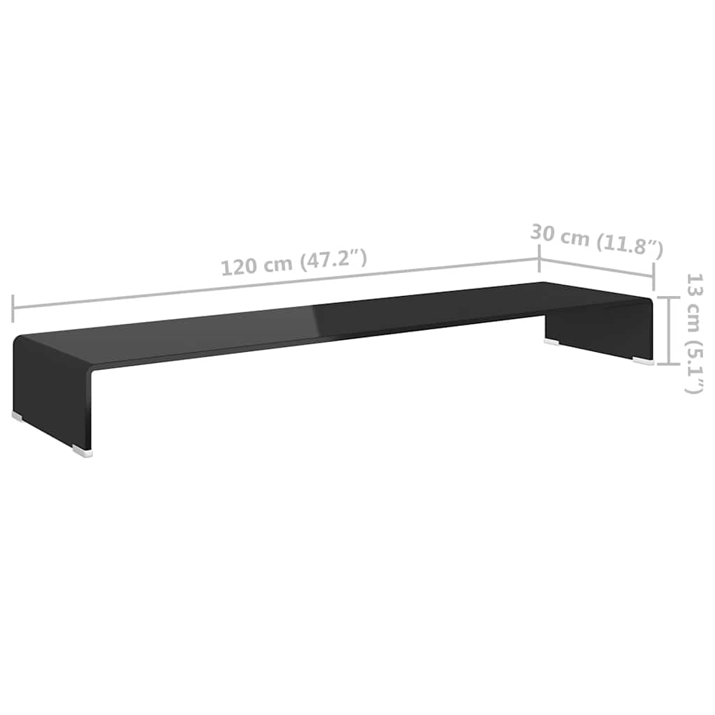 244141 vidaXL TV Stand/Monitor Riser Glass Black 120x30x13 cm