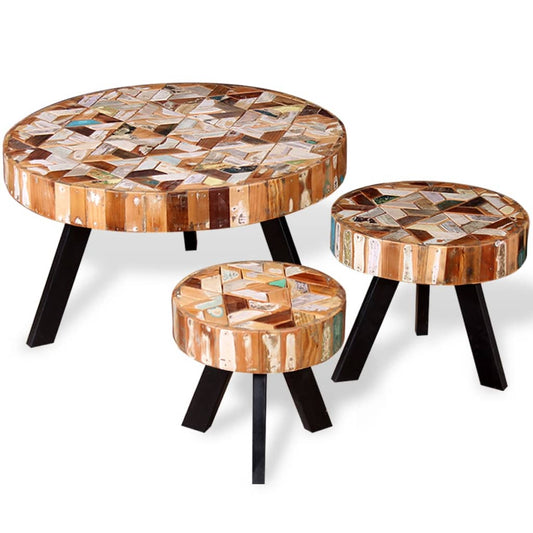 Three Piece Coffee Table Set Solid Reclaimed Wood Three Piece Coffee Table Set Solid Reclaimed Wood