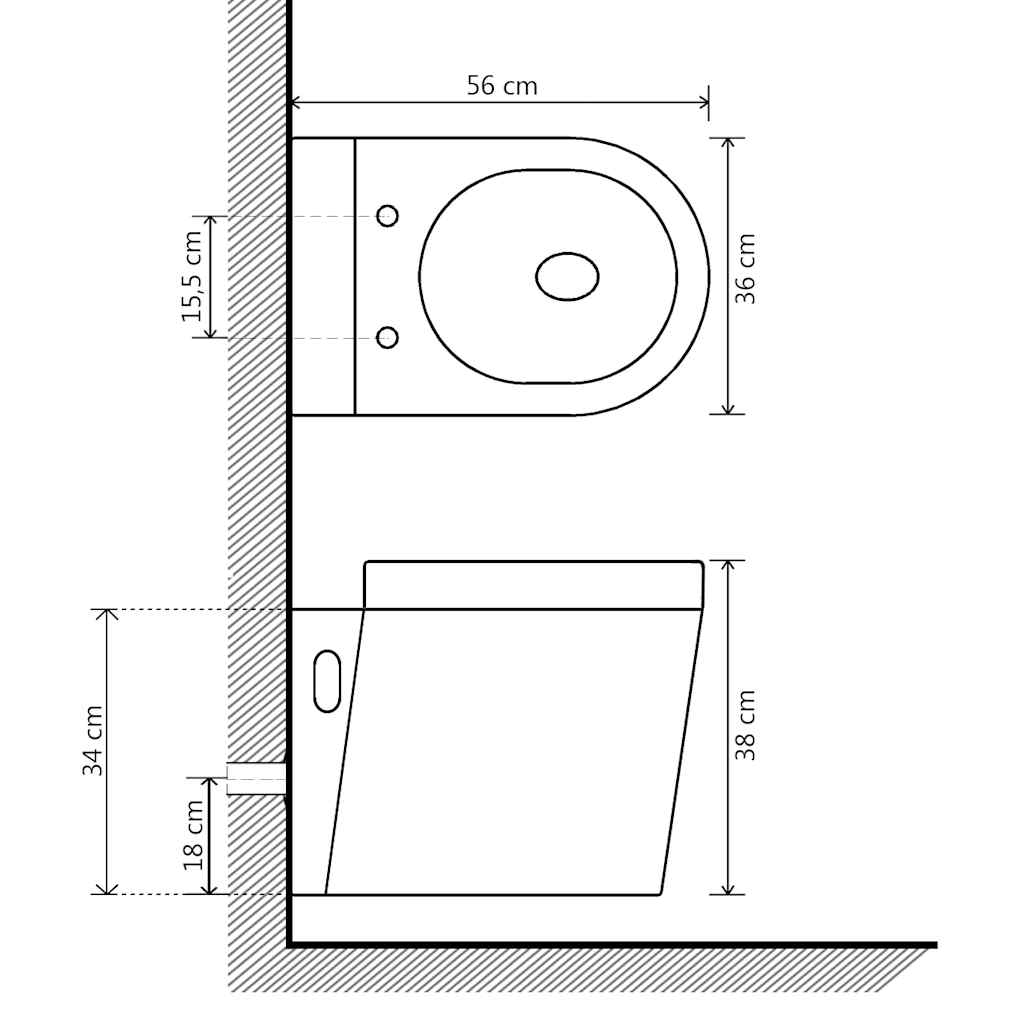 244271 vidaXL Wall Hung Toilet Ceramic Black