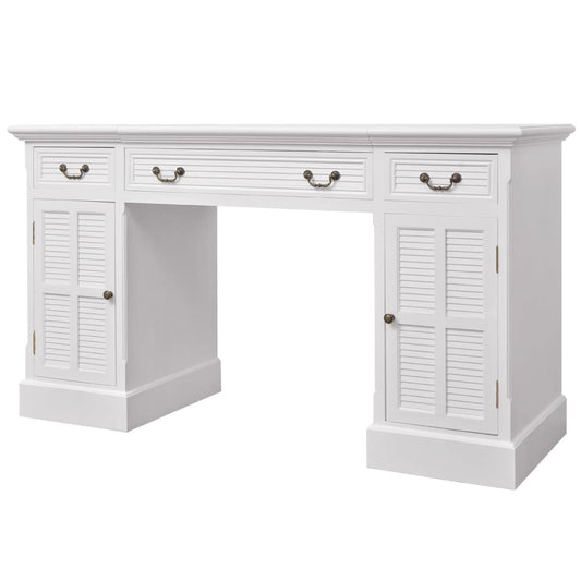 Double Pedestal Desk White 140x48x80 cm Double Pedestal Desk White 140x48x80 cm