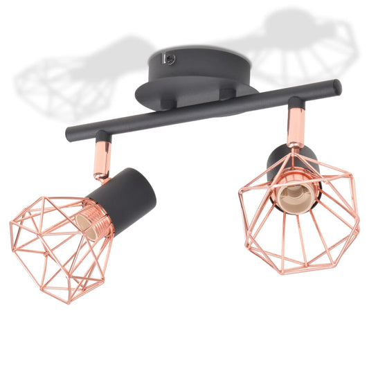 Ceiling Lamp with 2 Spotlights E14 Black and Copper Ceiling Lamp with 2 Spotlights E14 Black and Copper
