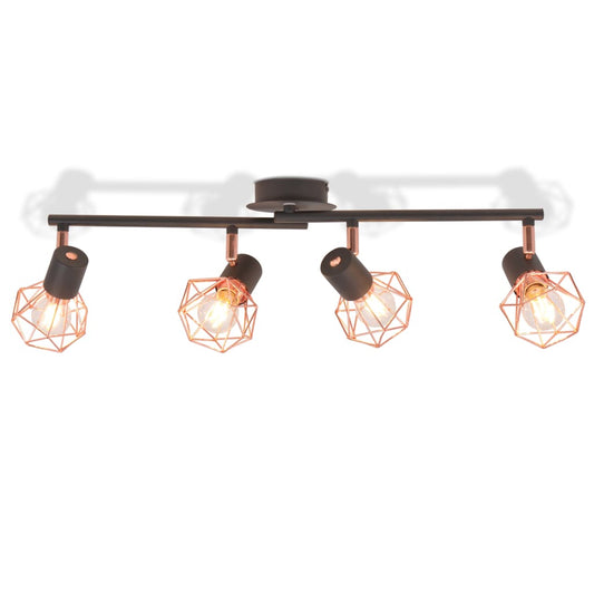 Ceiling Lamp with 4 Spotlights E14 Black and Copper Ceiling Lamp with 4 Spotlights E14 Black and Copper