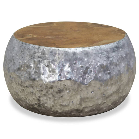 Coffee Table Aluminium Teak 60x60x30 cm Coffee Table Aluminium Teak 60x60x30 cm