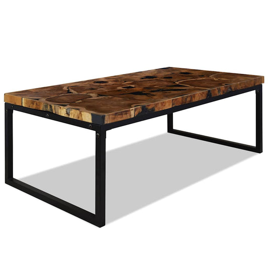 Coffee Table | Black and Brown | Teak Wood and Resin | 110x60x40 cm Coffee Table | Black and Brown | Teak Wood and Resin | 110x60x40 cm