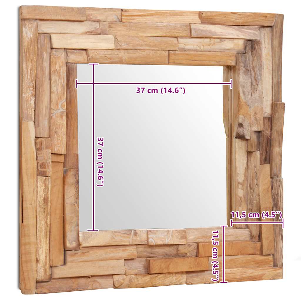 244562 vidaXL Decorative Mirror Teak 60x60 cm Square