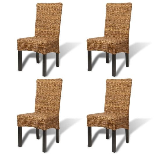 Dining Chairs 4 pcs Abaca and Solid Mango Wood Dining Chairs 4 pcs Abaca and Solid Mango Wood