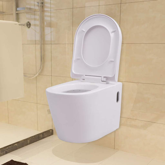 Wall Hung Toilet with Concealed Cistern Ceramic White Wall Hung Toilet with Concealed Cistern Ceramic White