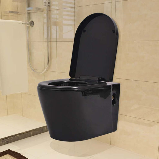 Wall Hung Toilet with Concealed Cistern Ceramic Black Wall Hung Toilet with Concealed Cistern Ceramic Black