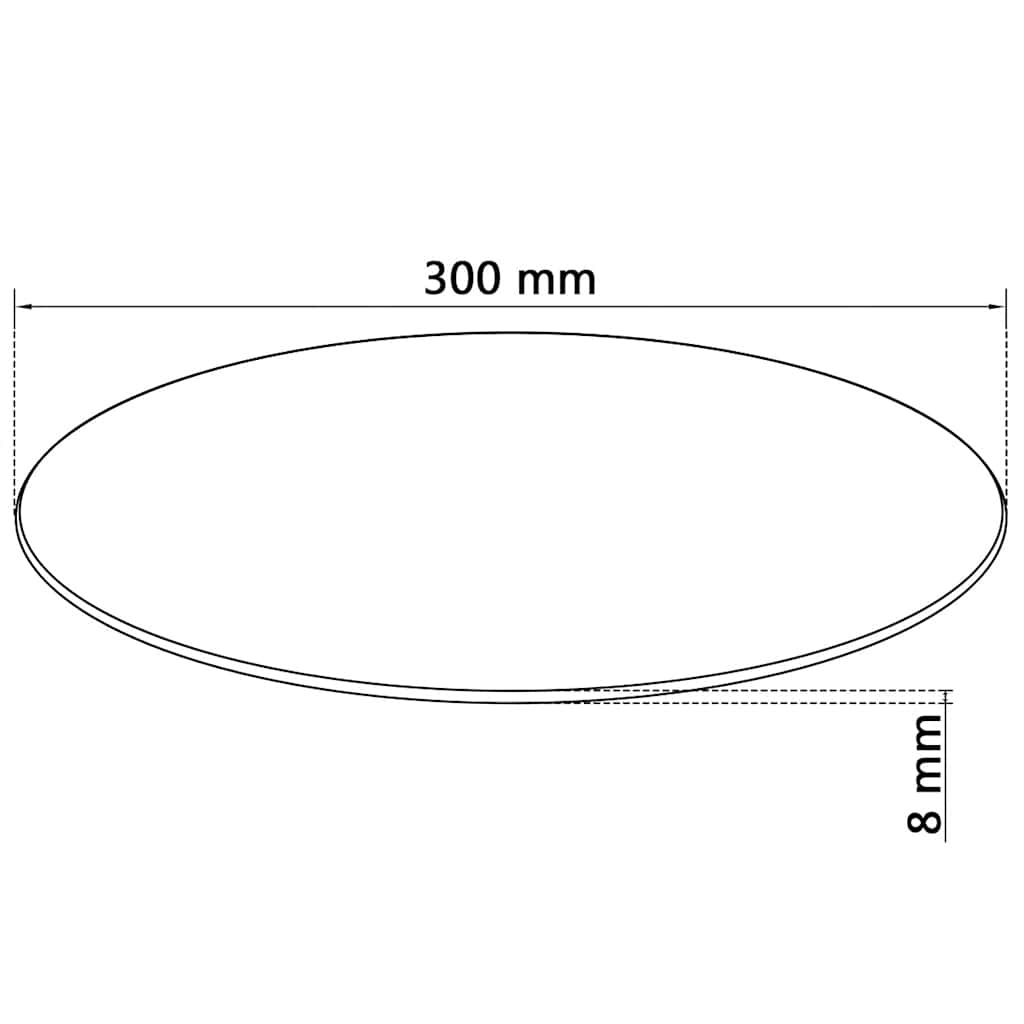 Table Top | Black | Tempered Glass | 300 mm diameter | Scratch-resistant
