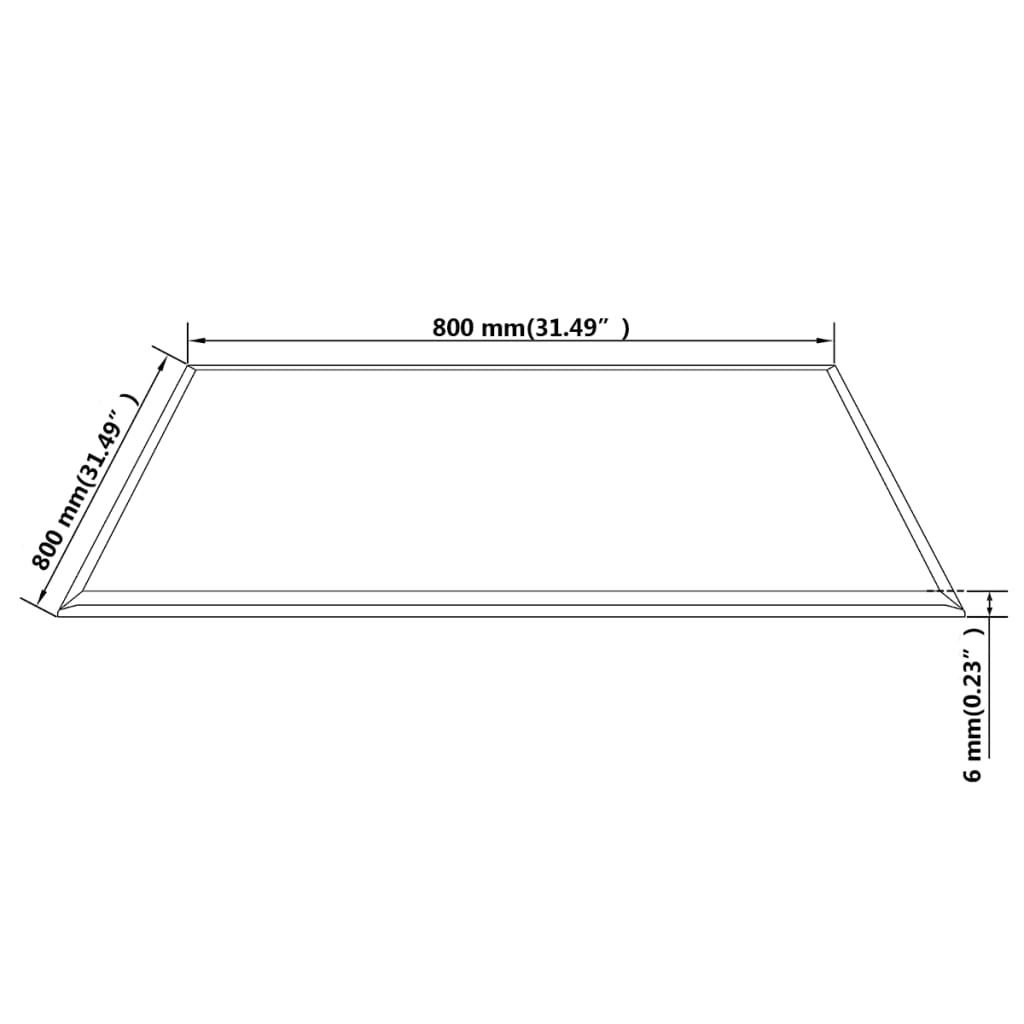 Table Top | Black | Tempered glass | 800 x 800 mm
