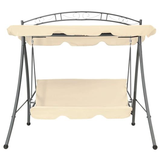 43241 vidaXL Outdoor Convertible Swing Bench with Canopy Sand White 43241 vidaXL Outdoor Convertible Swing Bench with Canopy Sand White