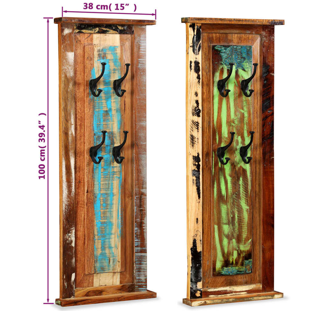 244588 vidaXL Coat Racks 2 pcs Solid Reclaimed Wood 38x100 cm