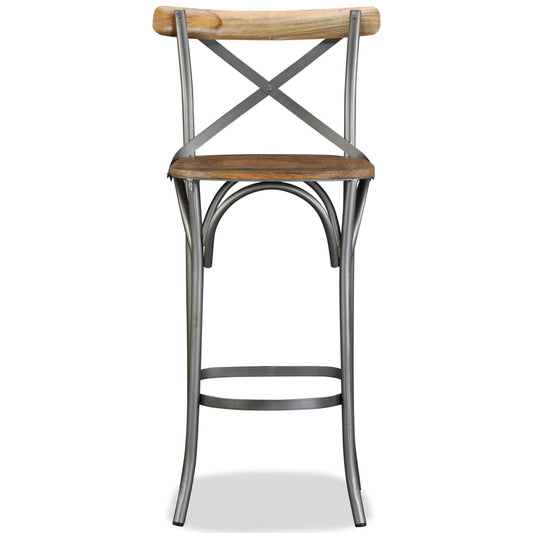 Bar Stool | Mango Wood Brown, Steel Grey Bar Stool | Mango Wood Brown, Steel Grey