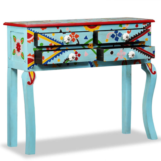 Console Table Solid Mango Wood Blue Hand Painted Console Table Solid Mango Wood Blue Hand Painted