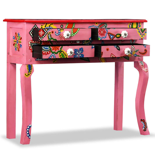 Console Table Solid Mango Wood Pink Hand Painted Console Table Solid Mango Wood Pink Hand Painted