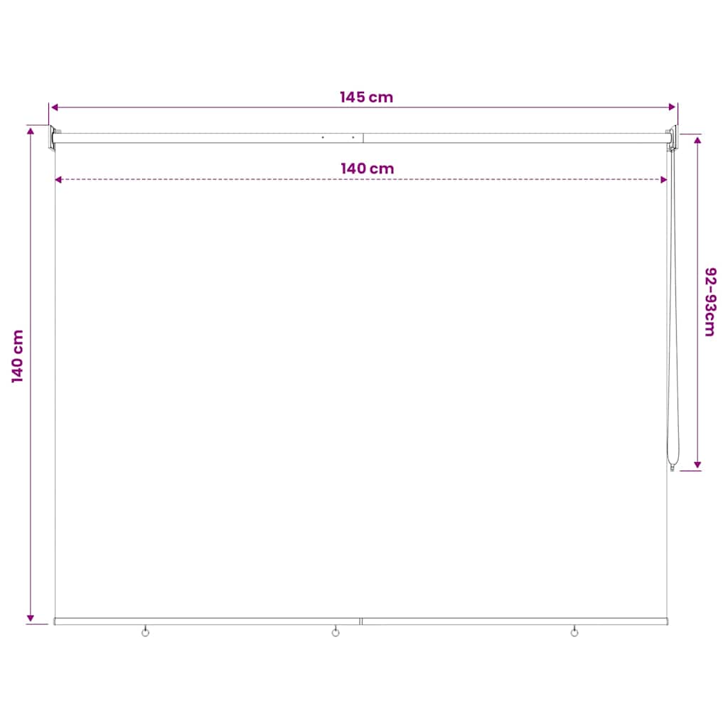 Outdoor Roller Blind 145(W)x140(H) cm Beige