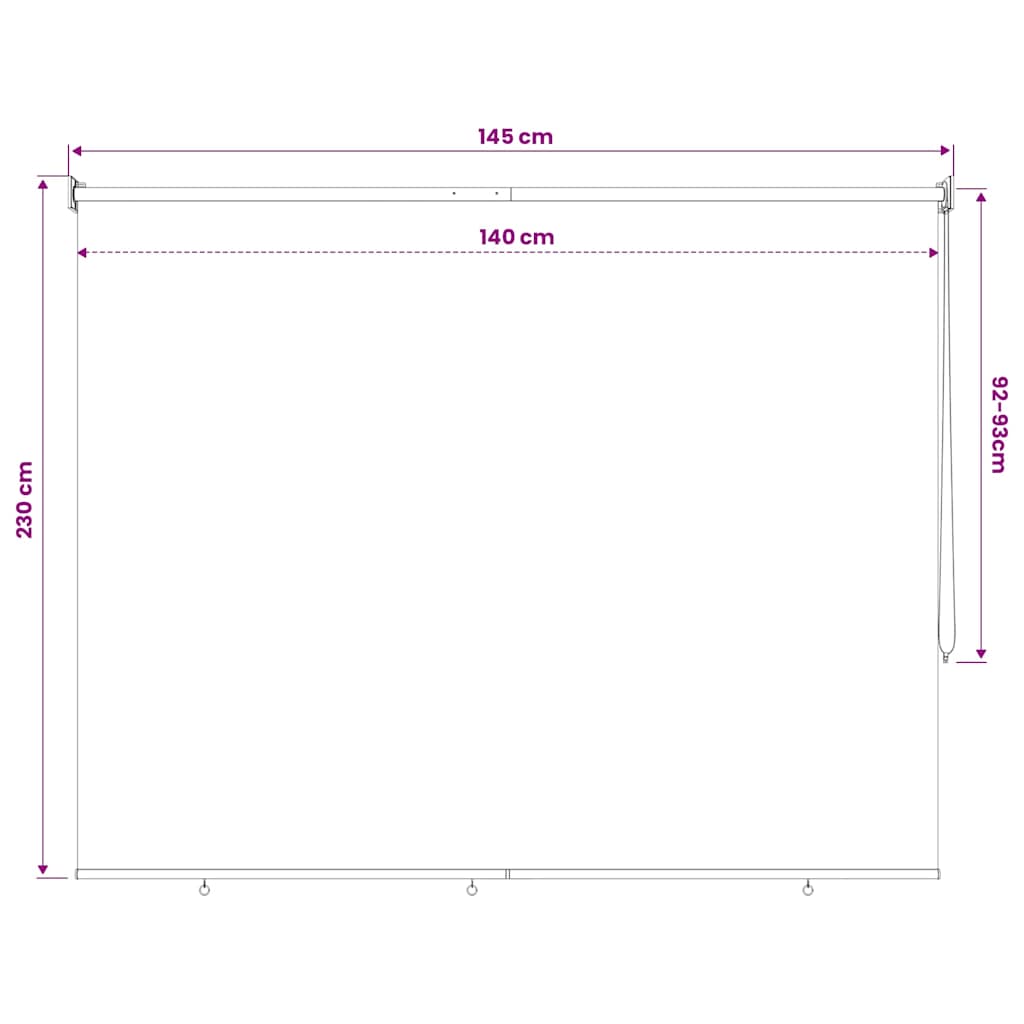 Outdoor Roller Blind 145(W)x230(H) cm Beige