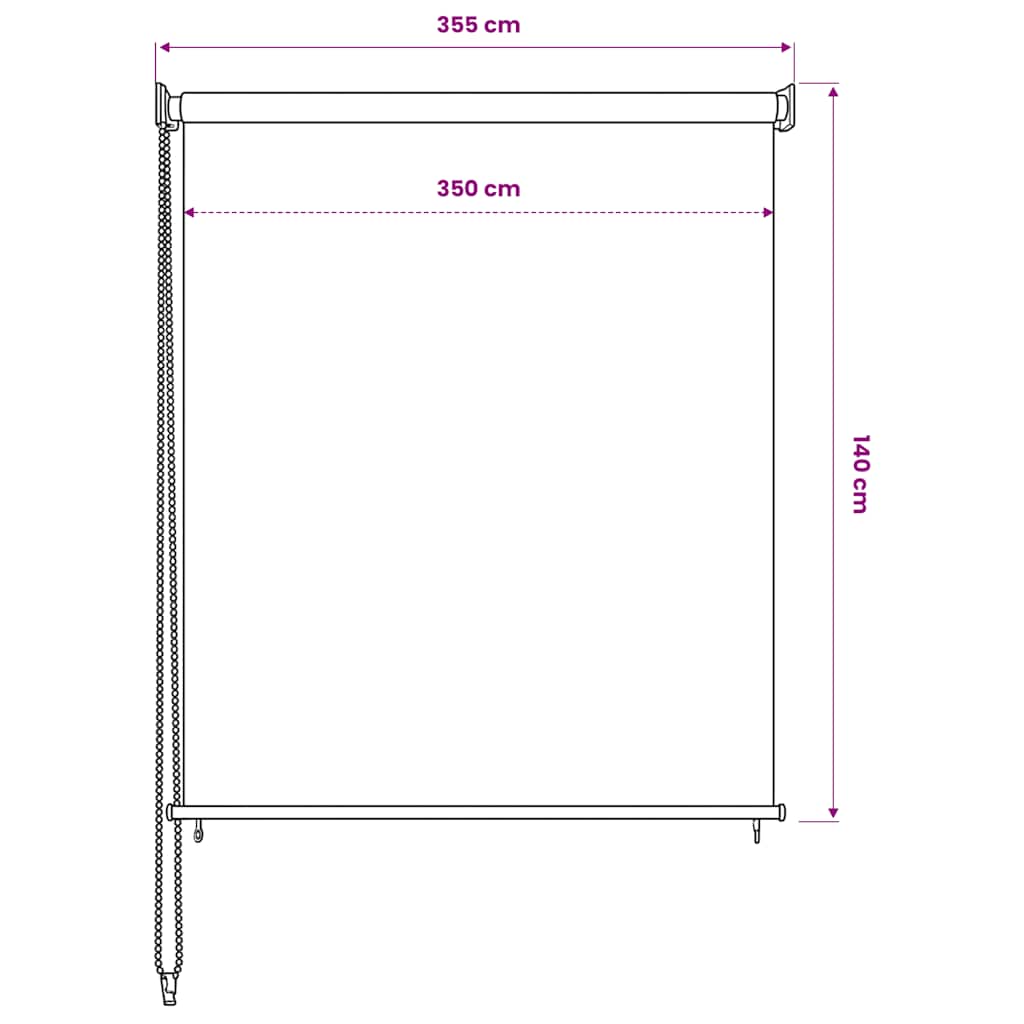 Outdoor Roller Blind 355(W)x140(H) cm White