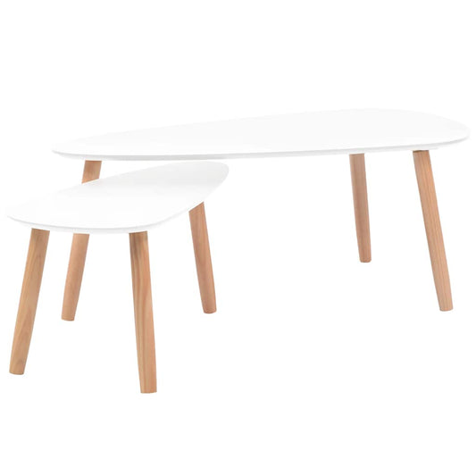 Coffee Table Set 2 Pieces Solid Pinewood White Coffee Table Set 2 Pieces Solid Pinewood White