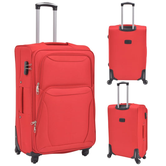 3 Piece Soft Case Trolley Set Red 3 Piece Soft Case Trolley Set Red