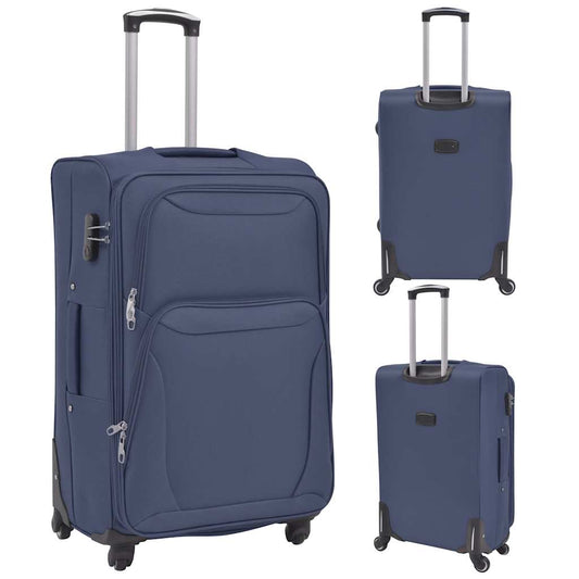 91317 vidaXL 3 Piece Soft Case Trolley Set Navy Blue 91317 vidaXL 3 Piece Soft Case Trolley Set Navy Blue