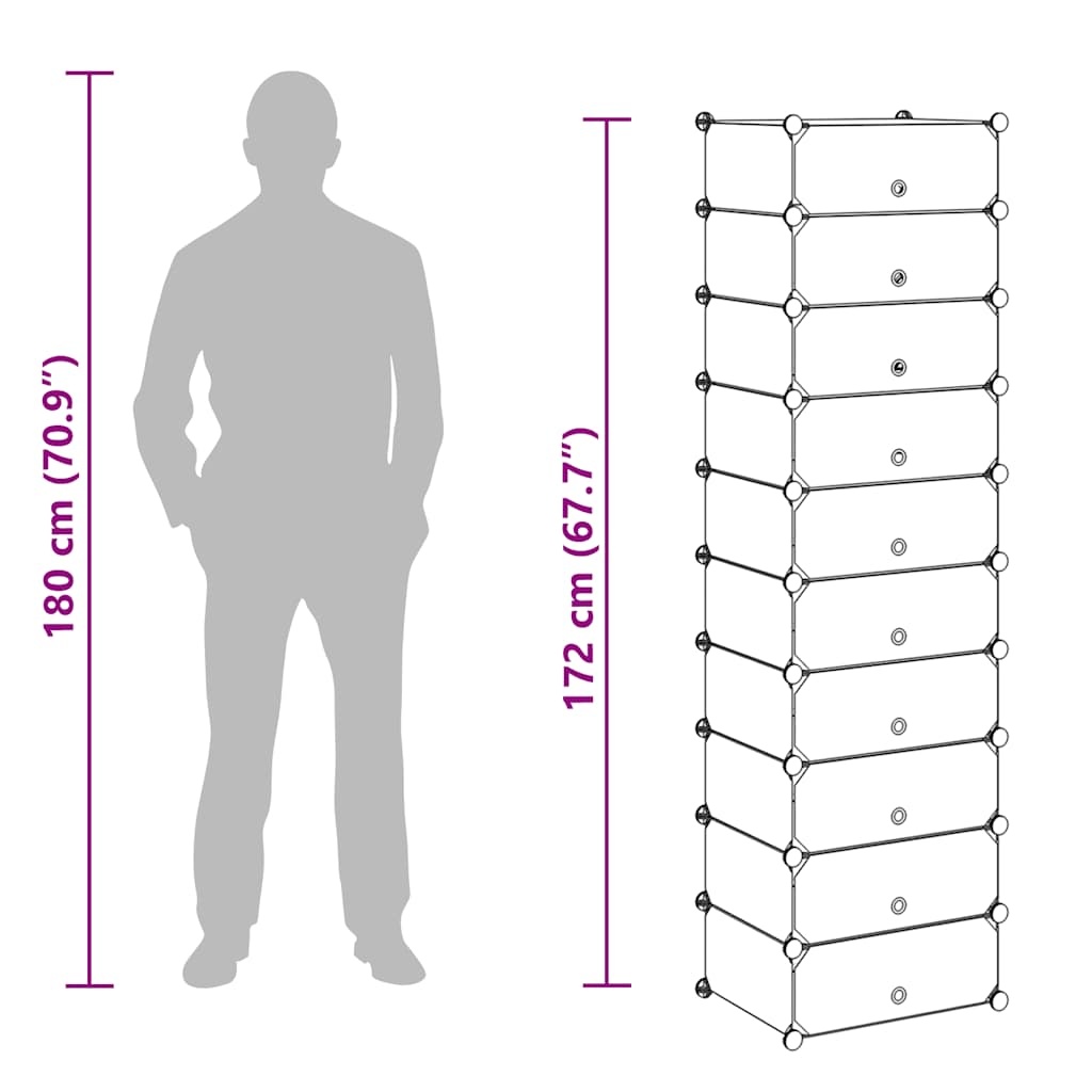 Interlocking Shoe Organiser with 10 Compartments Black