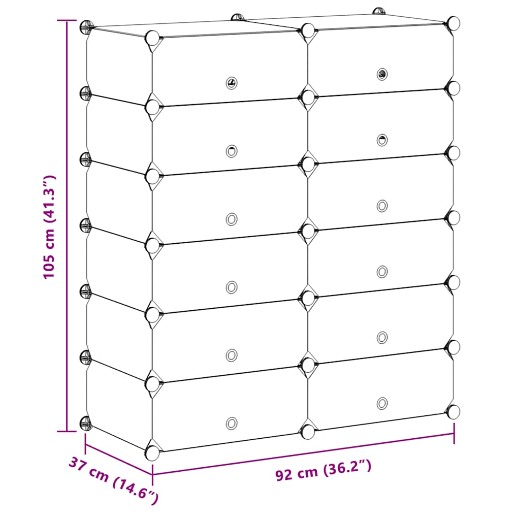 Interlocking Shoe Organiser with 12 Compartments White