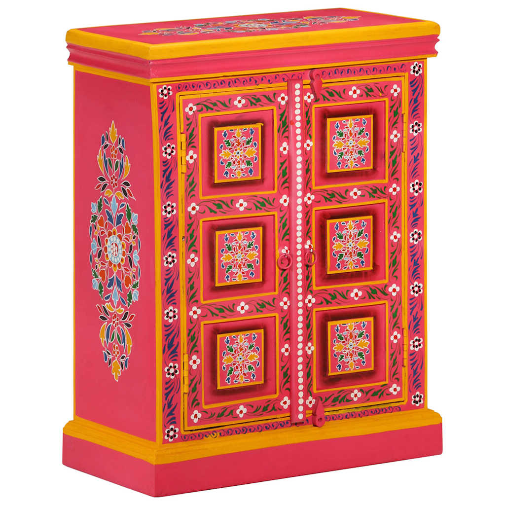 244839 vidaXL Sideboard Solid Mango Wood Pink Hand Painted